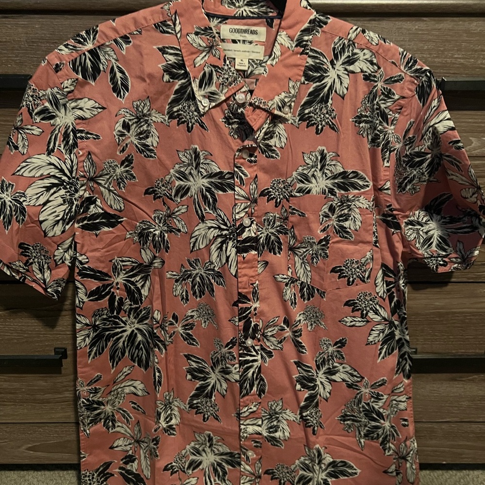 **4 for $15!** Goodthreads Pink and Black Casual Button Down Shirt